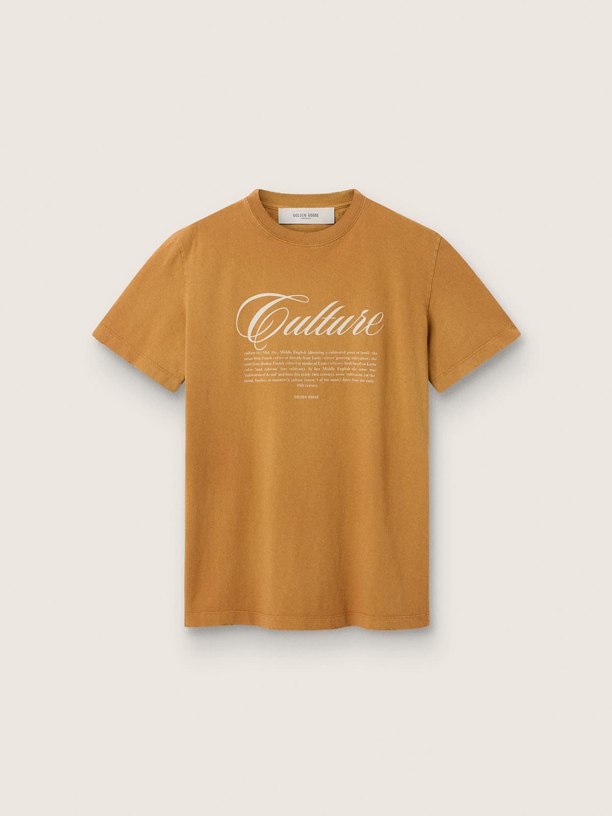 Golden Goose Senffarbenes Damen-T-Shirt mit Aufdruck vorne T-Shirt & Tops woman