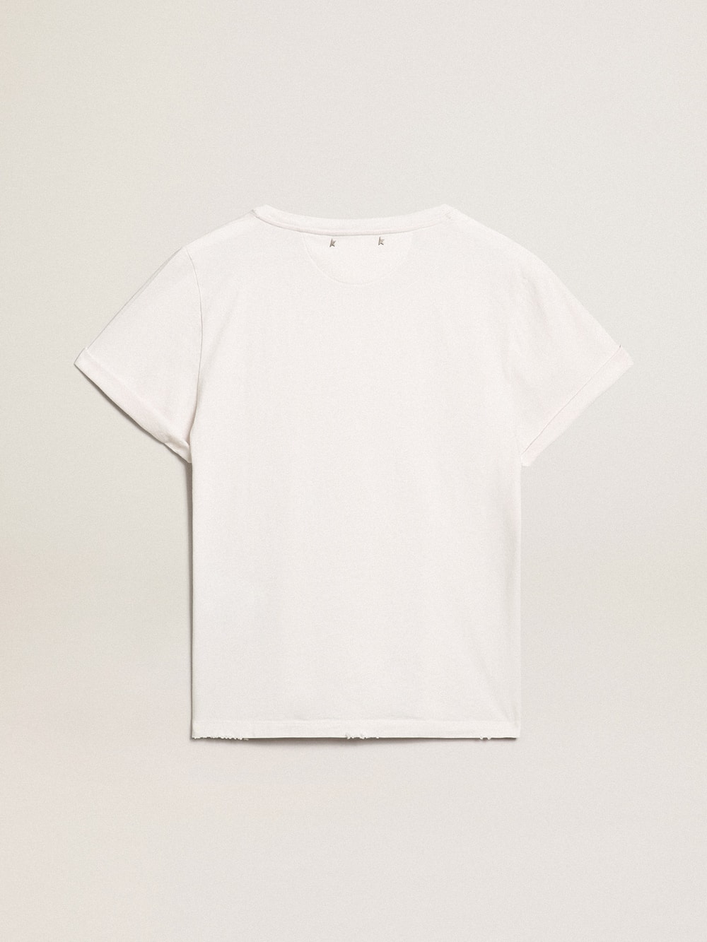 Golden Goose - Camiseta blanca con tratamiento desgastado para mujer in 