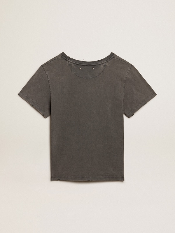 Golden Goose - Distressed slim-fit T-shirt in anthracite gray in 