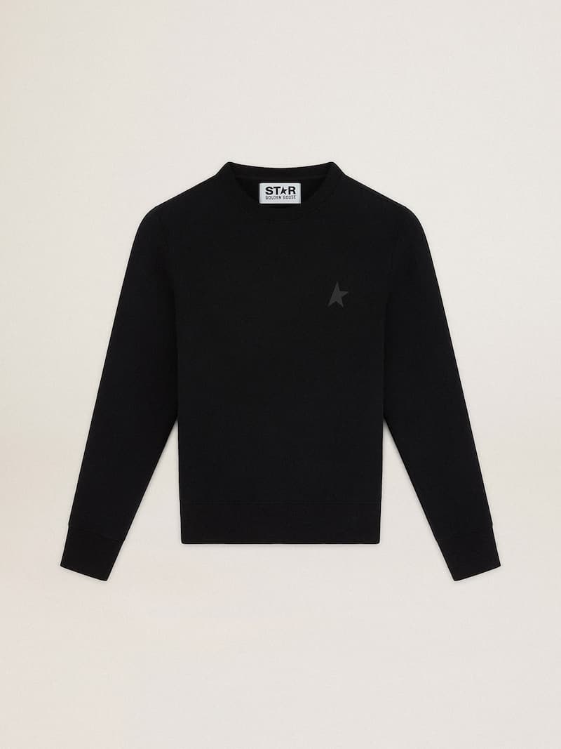 Sweat-shirt Athena collection Star de couleur noire avec étoile ton sur ton sur le devant