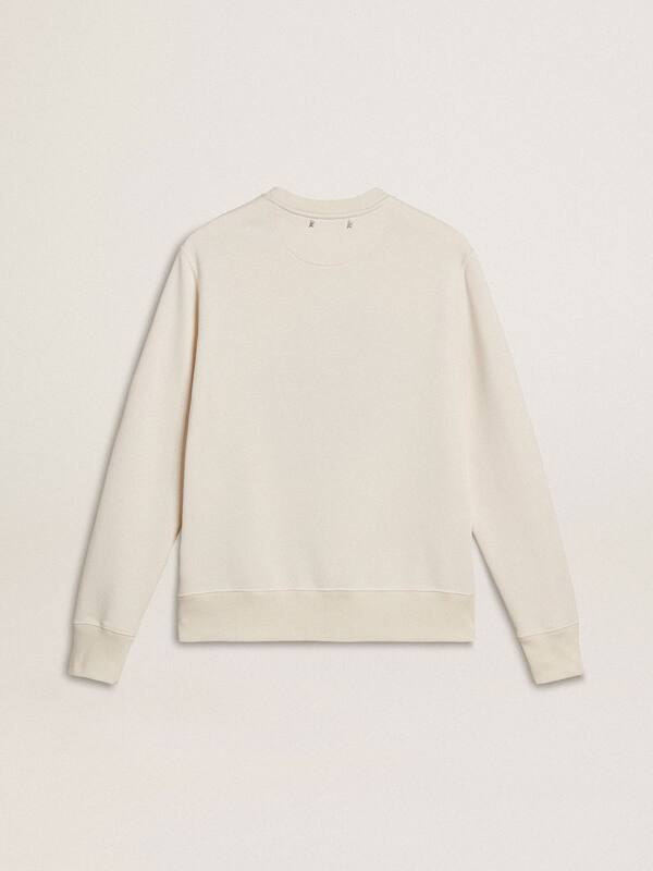 Golden Goose - Women’s worn-white cotton sweatshirt with embroidery in 