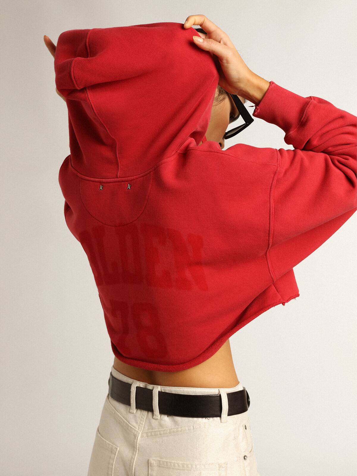 Golden Goose - Cropped hooded sweatshirt in red  in 