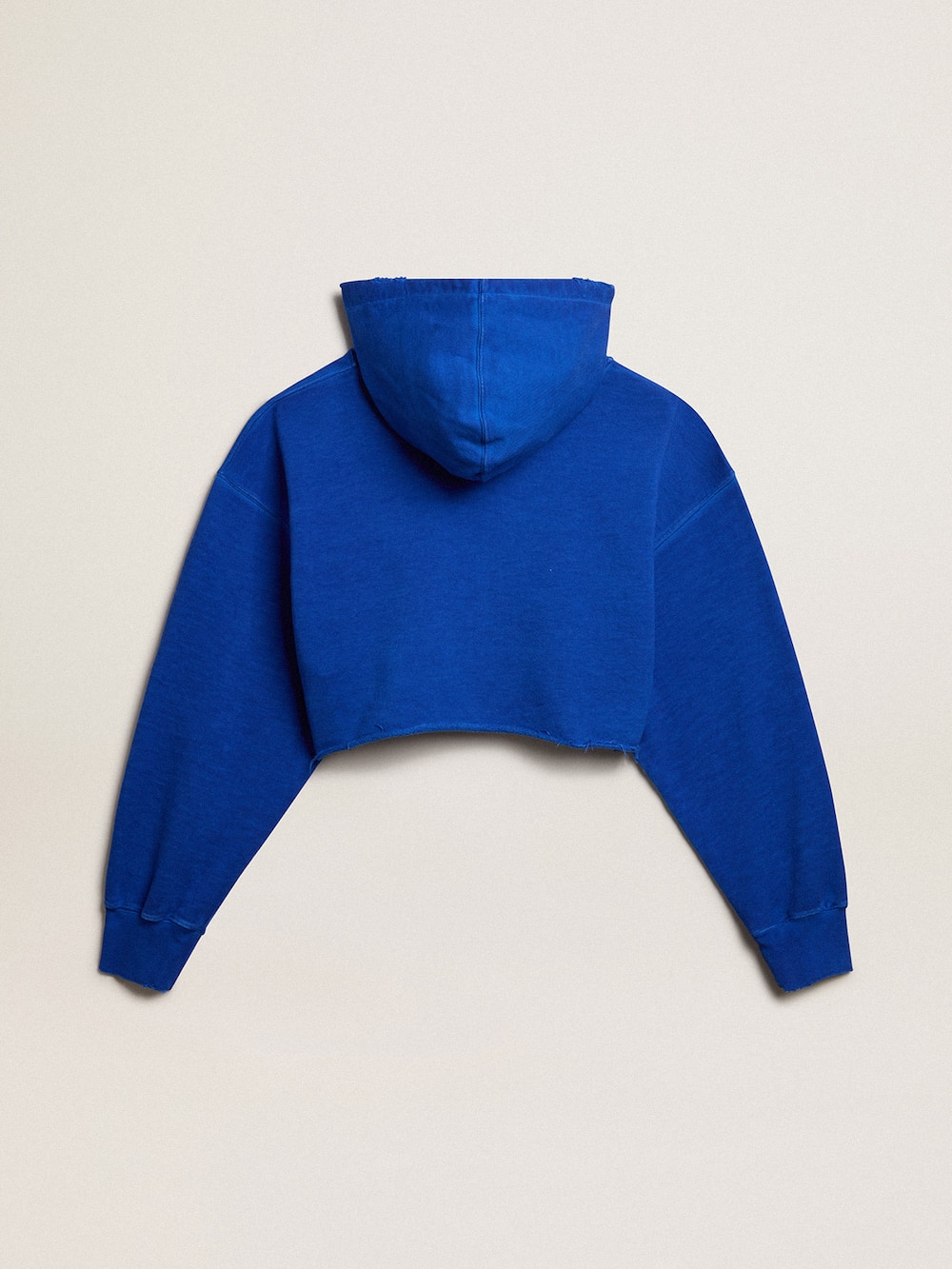 Golden Goose - Sweat-shirt cropped bleu avec fermeture à glissière et capuche in 