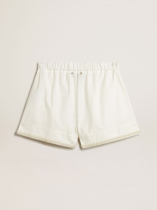 Golden Goose - Shorts en algodón con bordado de perlas in 