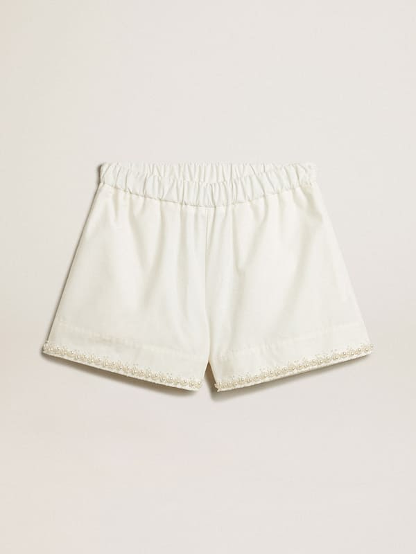 Golden Goose - Shorts en algodón con bordado de perlas in 