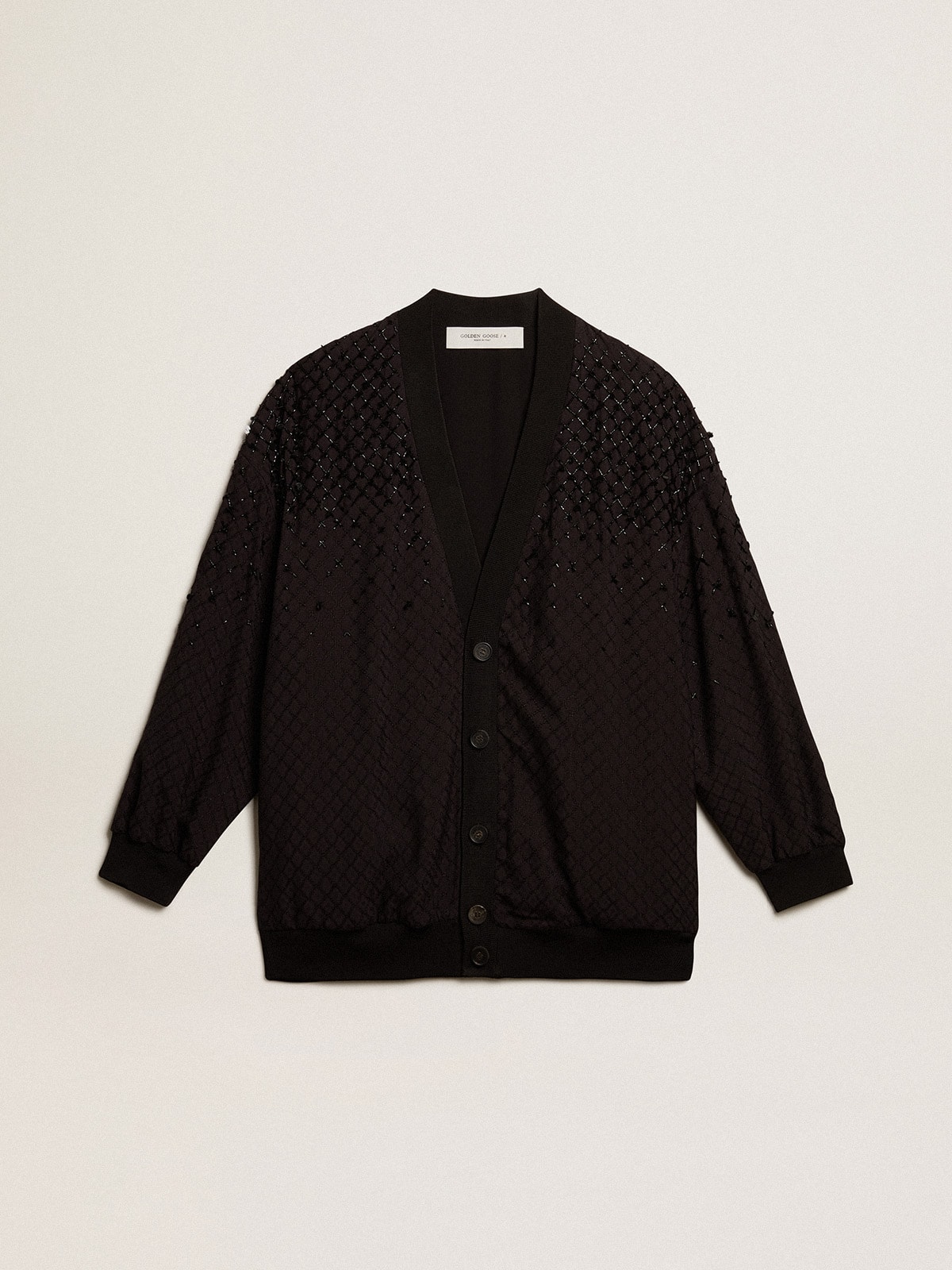 Golden Goose - Cardigan noir femme avec broderie effet dégradé in 