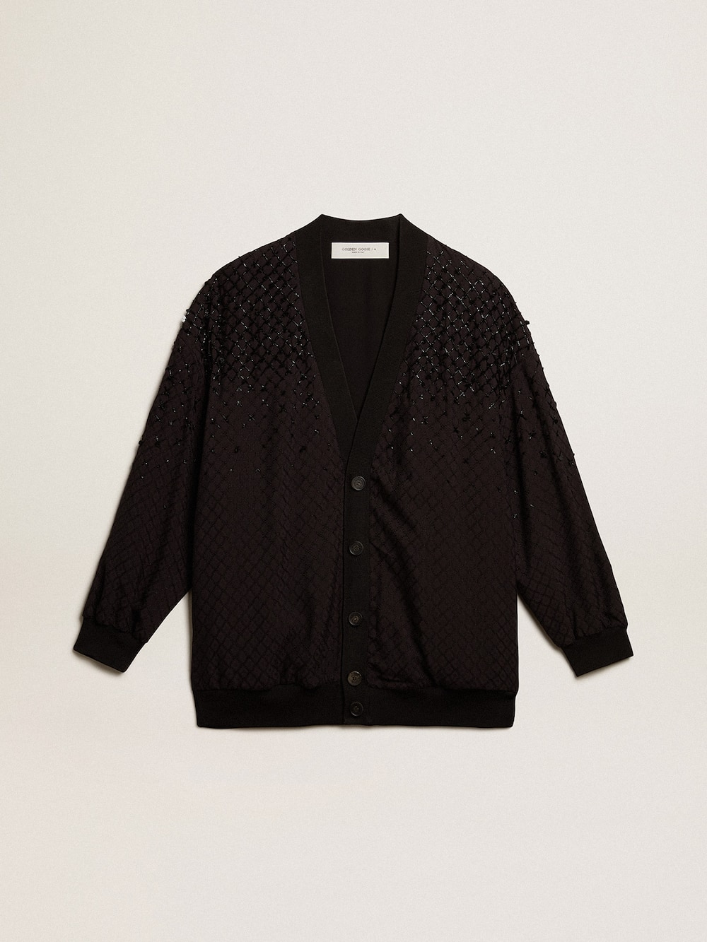 Golden Goose - Women’s black cardigan with shaded embroidery in 