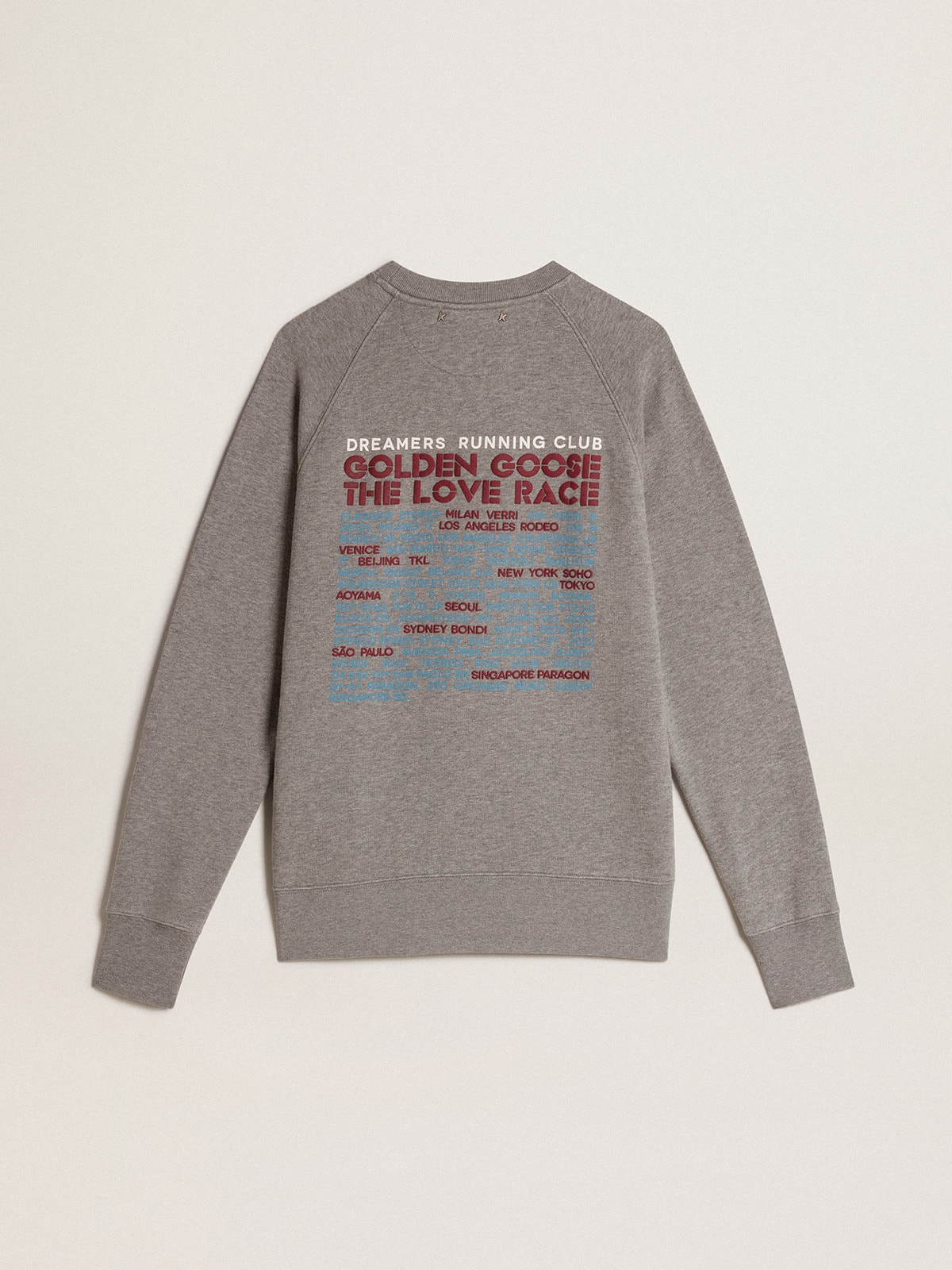 Golden Goose - Gray melange cotton sweatshirt with manifesto on the back in 