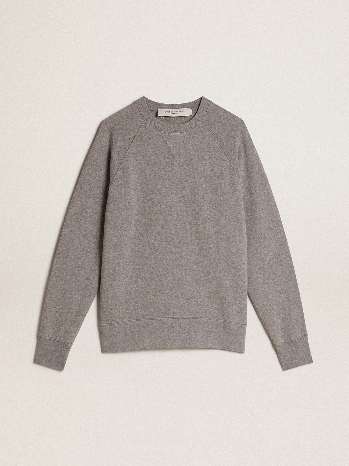 Golden Goose - Gray melange cotton sweatshirt with manifesto on the back in 