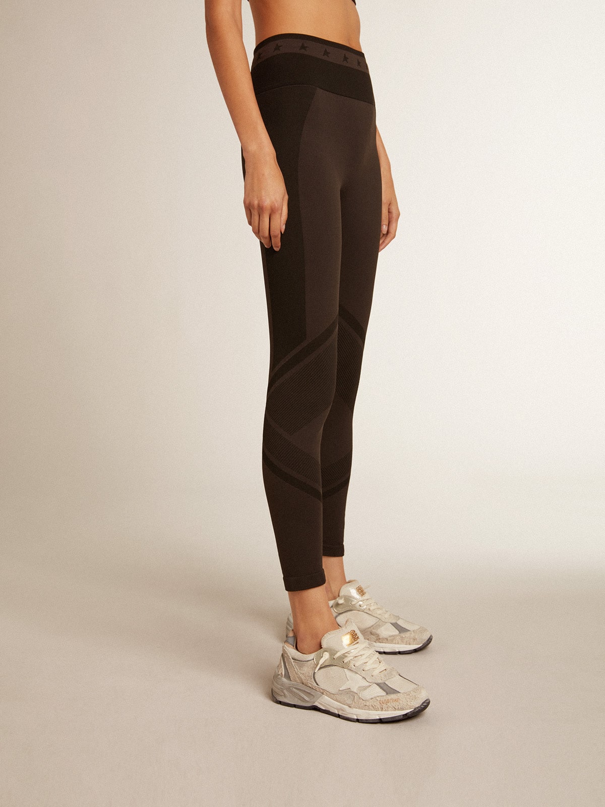 Women's black leggings with mixed stitching | Golden Goose Women's black leggings with mixed stitching | Golden Goose
