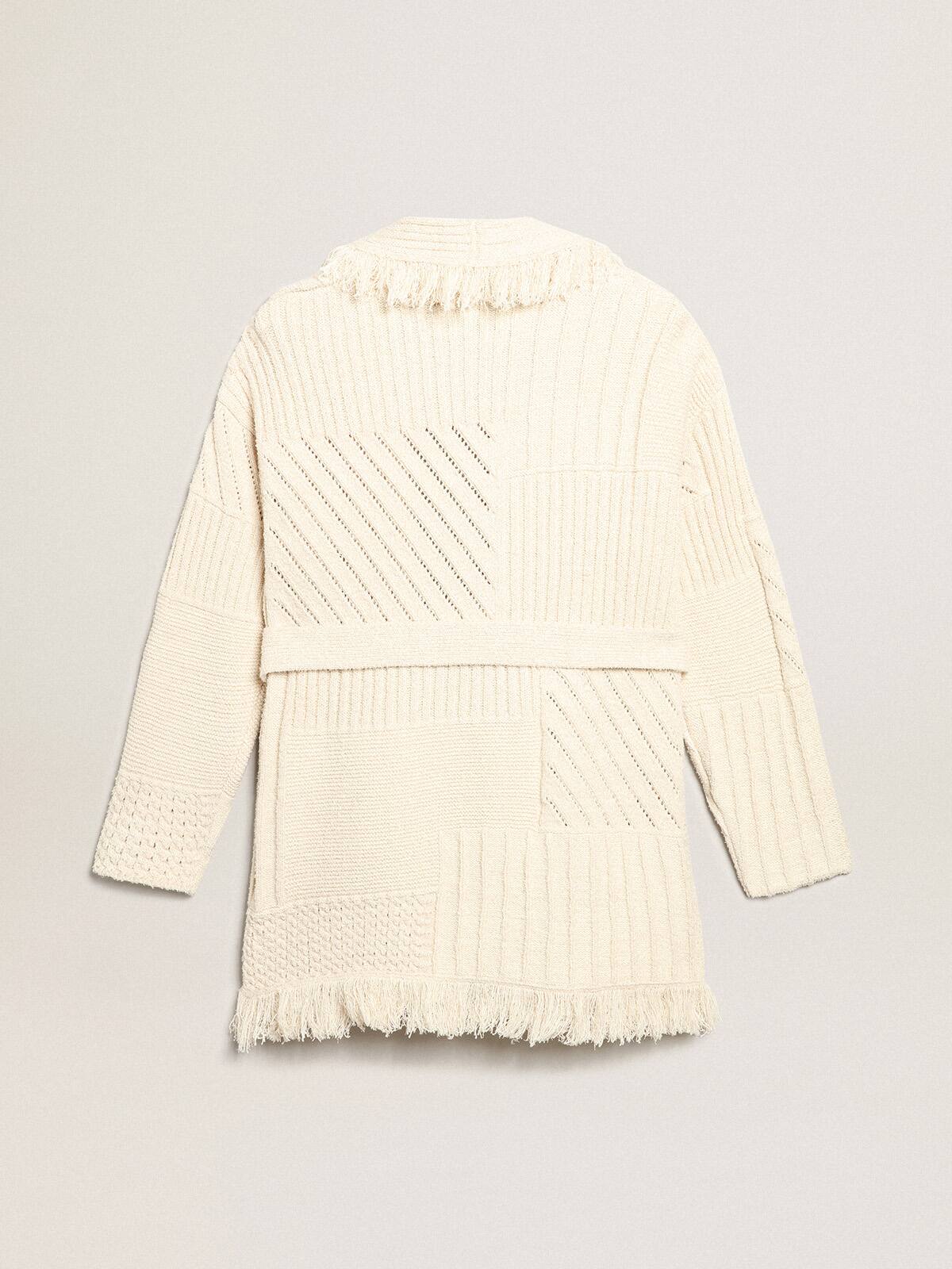 Belted cardigan in papyrus-colored cotton