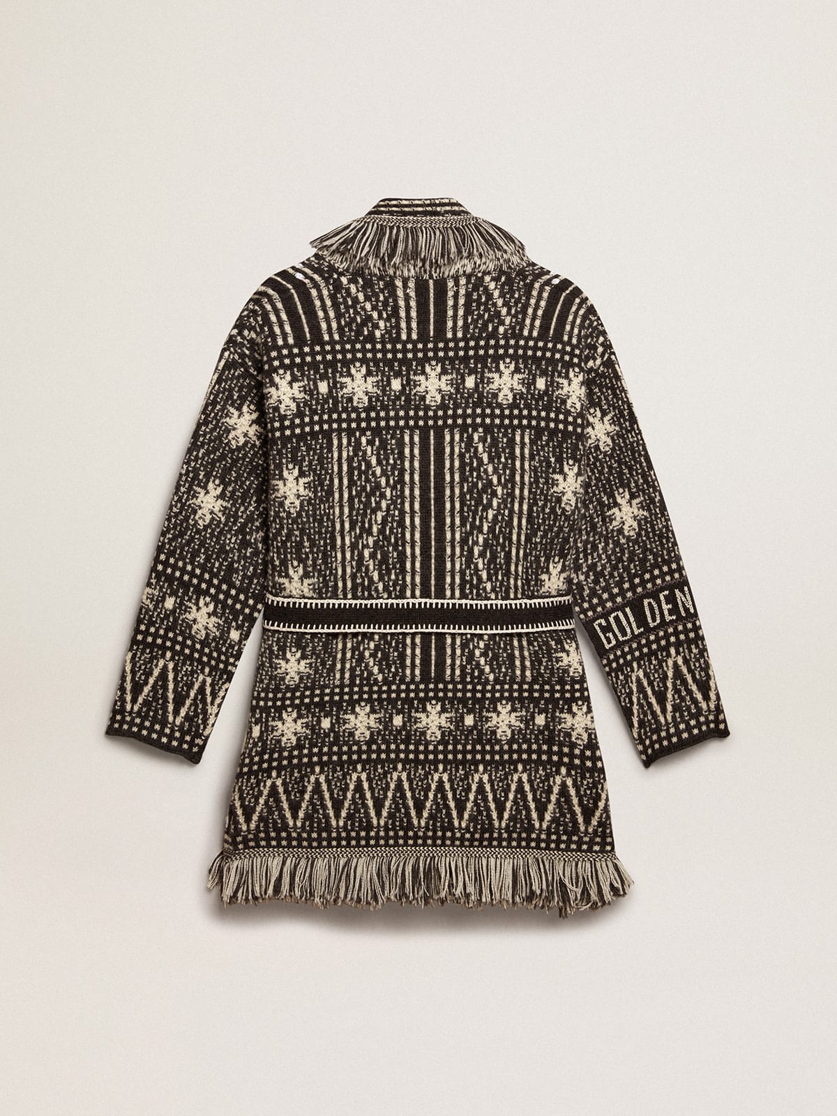 Golden Goose - Cardigan with belt and dark gray Fair Isle pattern in 