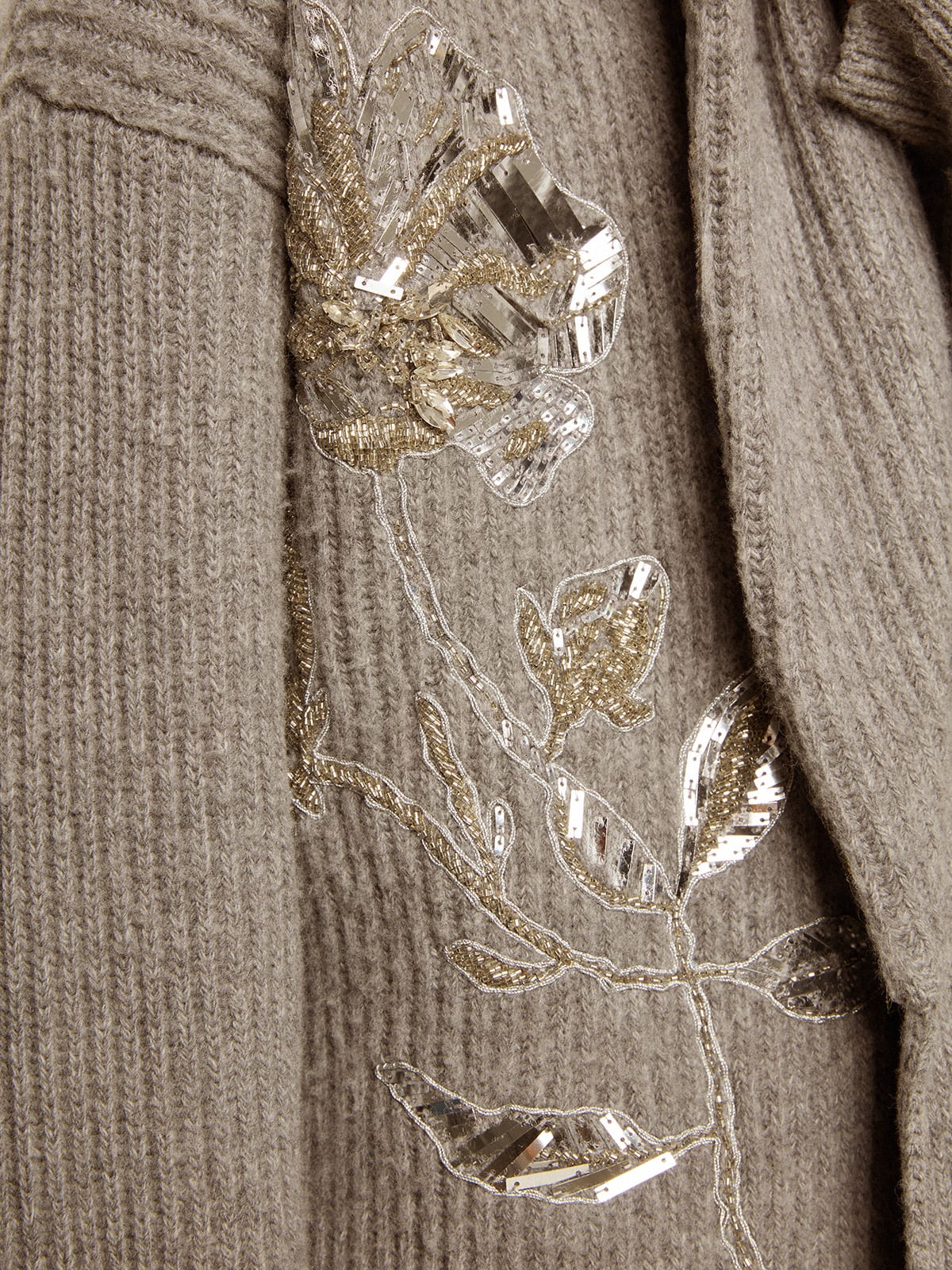 Golden Goose - Cardigan da donna in lana grigio melange con ricamo sul davanti in 