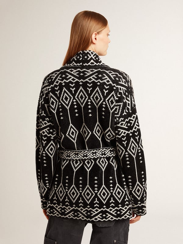 Golden Goose - Women’s black cardigan with belt and crystals in 
