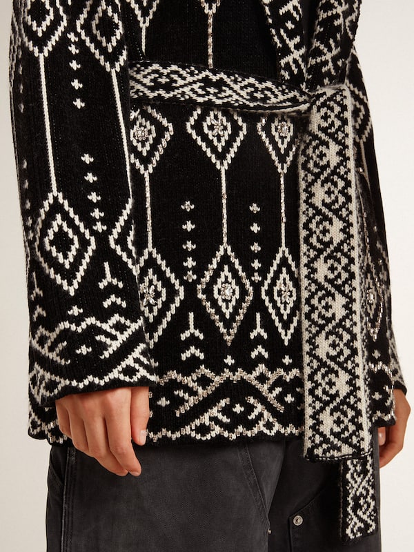 Golden Goose - Women’s black cardigan with belt and crystals in 