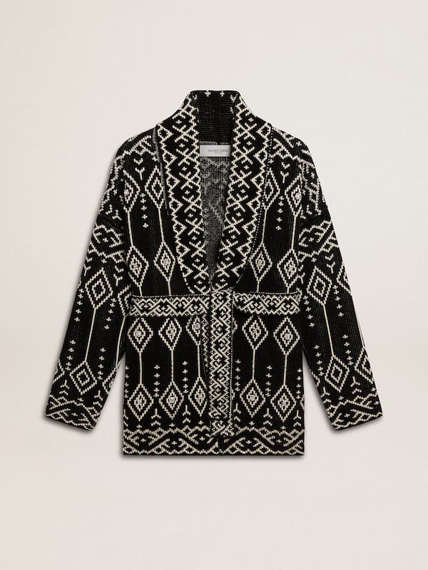Golden Goose - Women’s black cardigan with belt and crystals in 