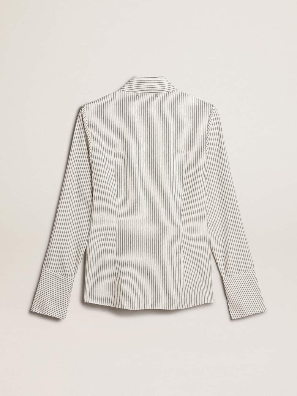 Golden Goose - Women’s white viscose shirt with narrow black stripes in 