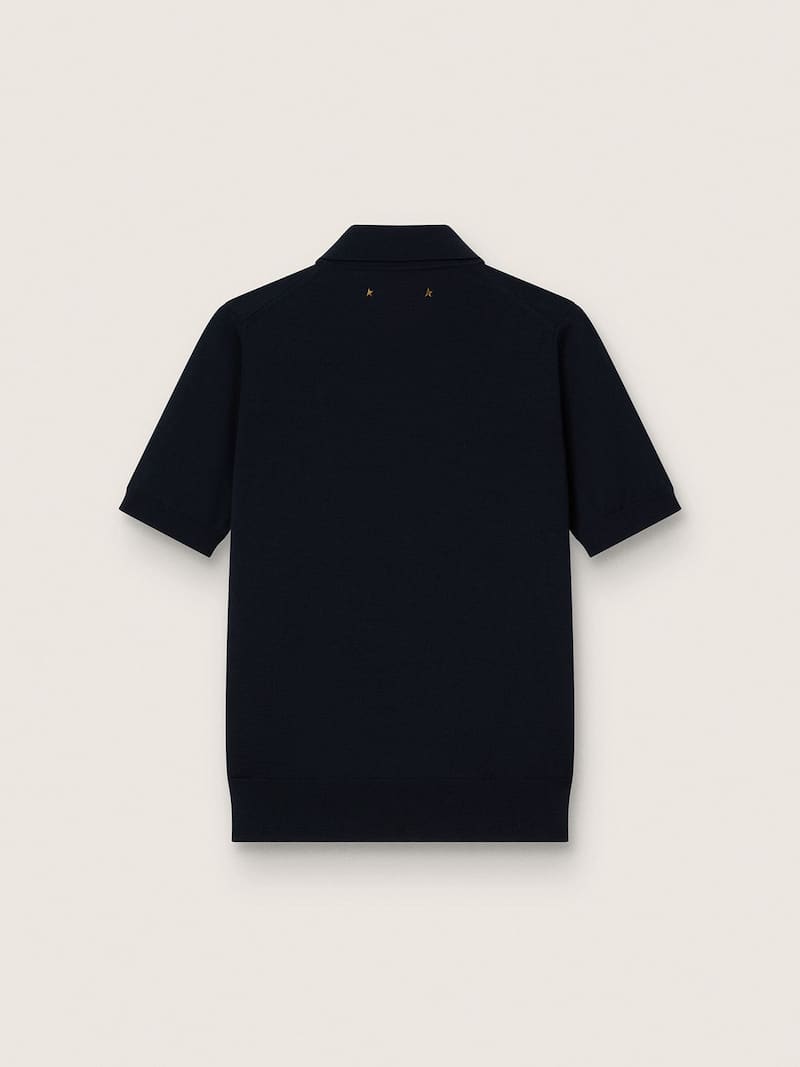 Golden Goose - Marineblaues Damen-Poloshirt aus Merinowolle in 