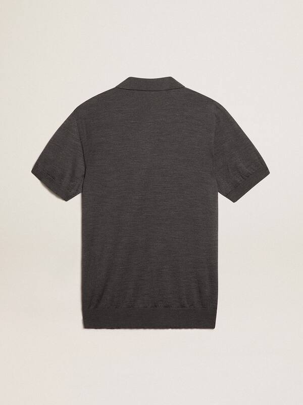 Golden Goose - Women’s polo shirt in anthracite merino wool in 