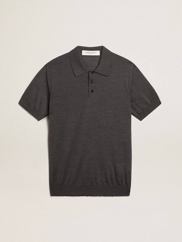 Golden Goose - Women’s polo shirt in anthracite merino wool in 