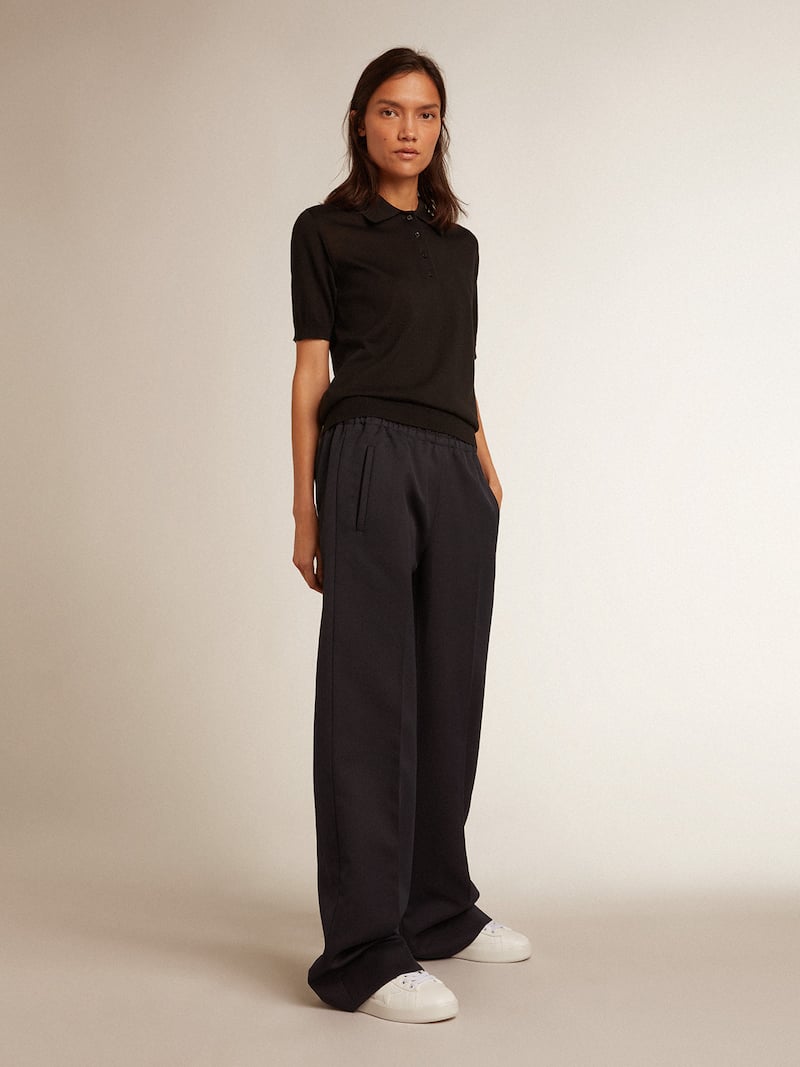 Golden Goose - Schwarzes Damen-Poloshirt aus Merinowolle in 