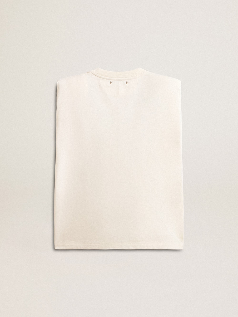 Golden Goose - T-shirt sans manches couleur blanc vieilli orné de cristaux in 