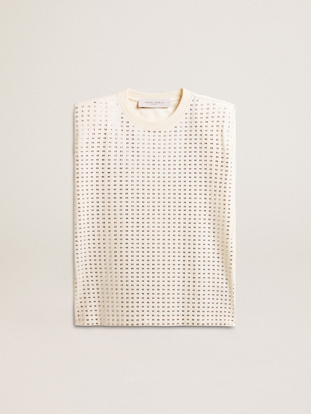 Golden Goose - Ärmelloses T-Shirt in Lived-in-White mit Kristallverzierung in 