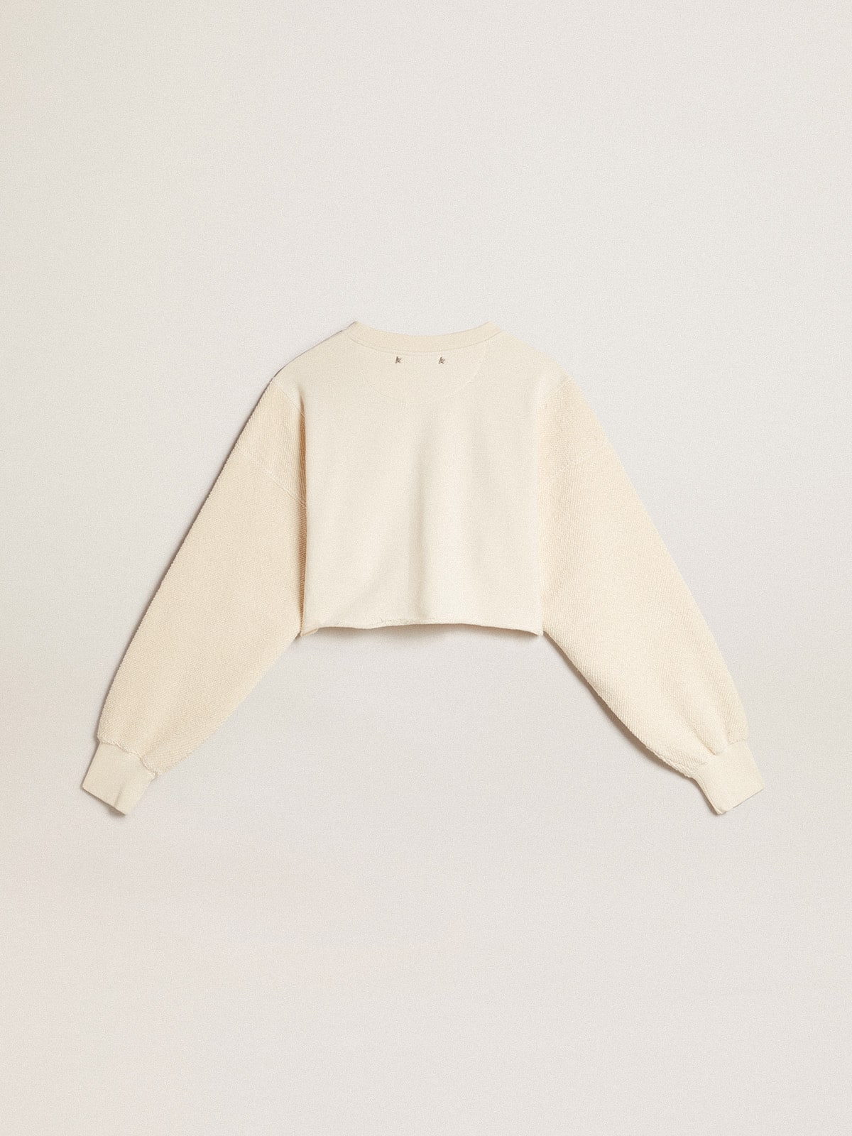 Golden Goose - Aged white cotton cropped sweatshirt  in 