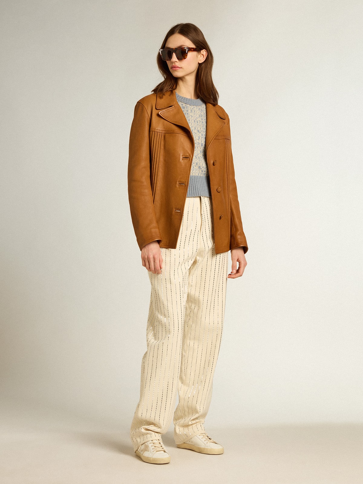 Golden Goose - Bronze-brown leather jacket in 