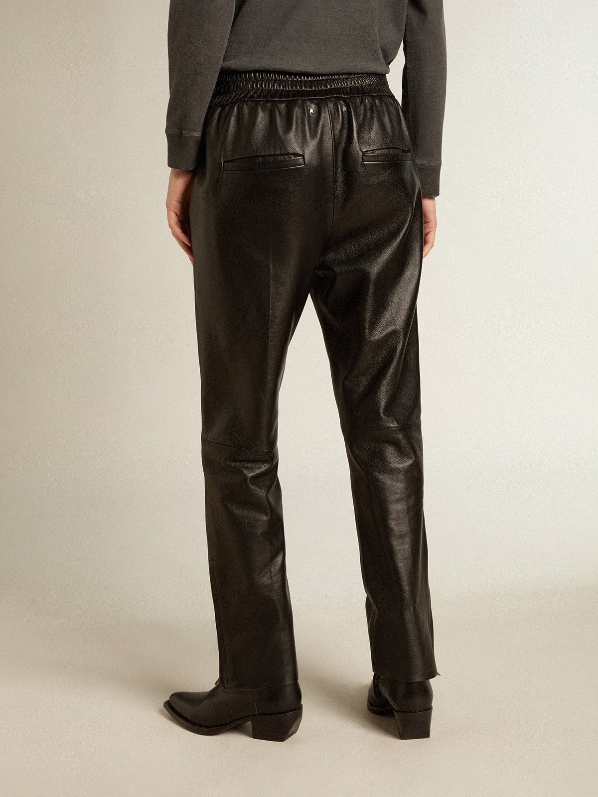 Golden Goose - Black joggers in nappa leather with zip at the base in 