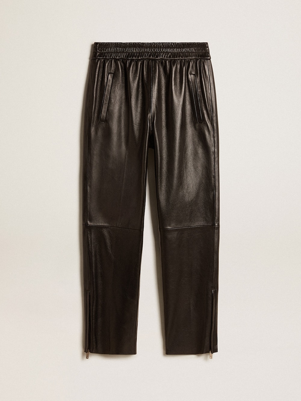 Golden Goose - Pantalon de jogging noir en nappa zippé sur le bas in 