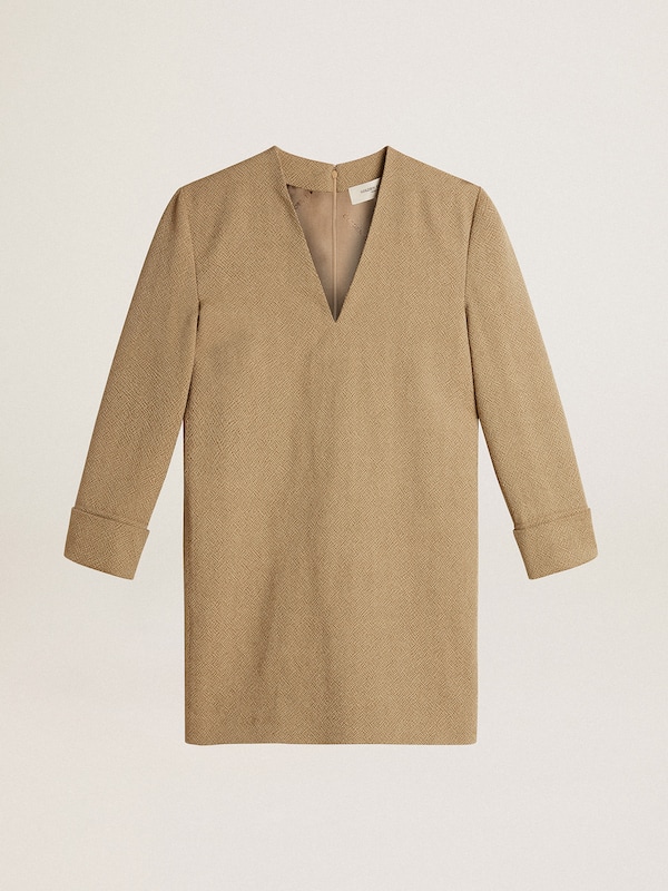 Golden Goose - Robe courte en laine couleur hêtre clair  in 