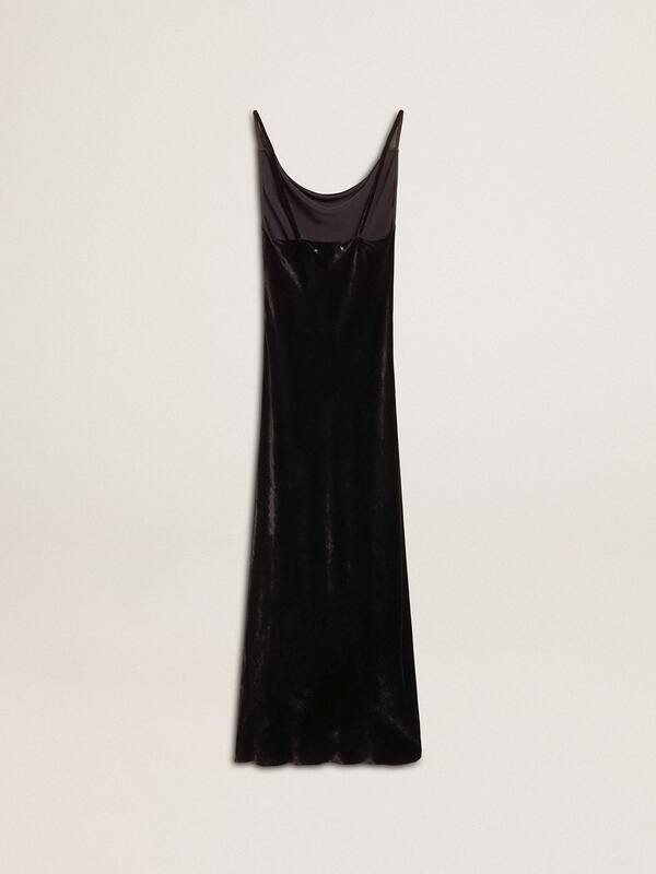 Golden Goose -  Women's black velvet-effect slip dress in 