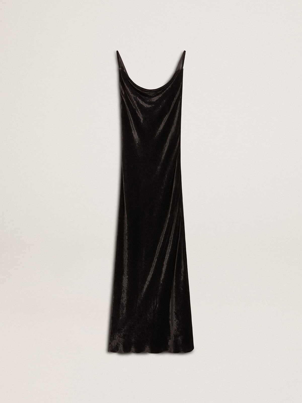 Golden Goose -  Women's black velvet-effect slip dress in 