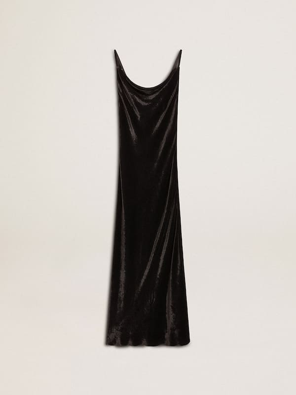 Golden Goose -  Women's black velvet-effect slip dress in 