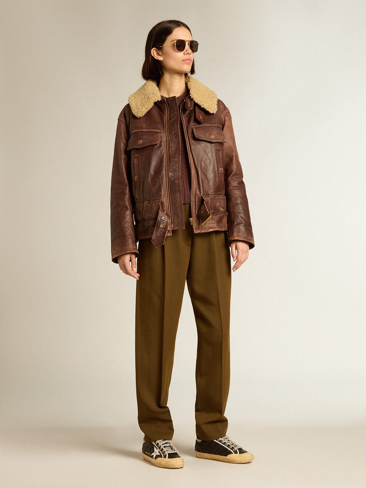 Golden Goose - Beech-colored pants in wool and viscose blend in 