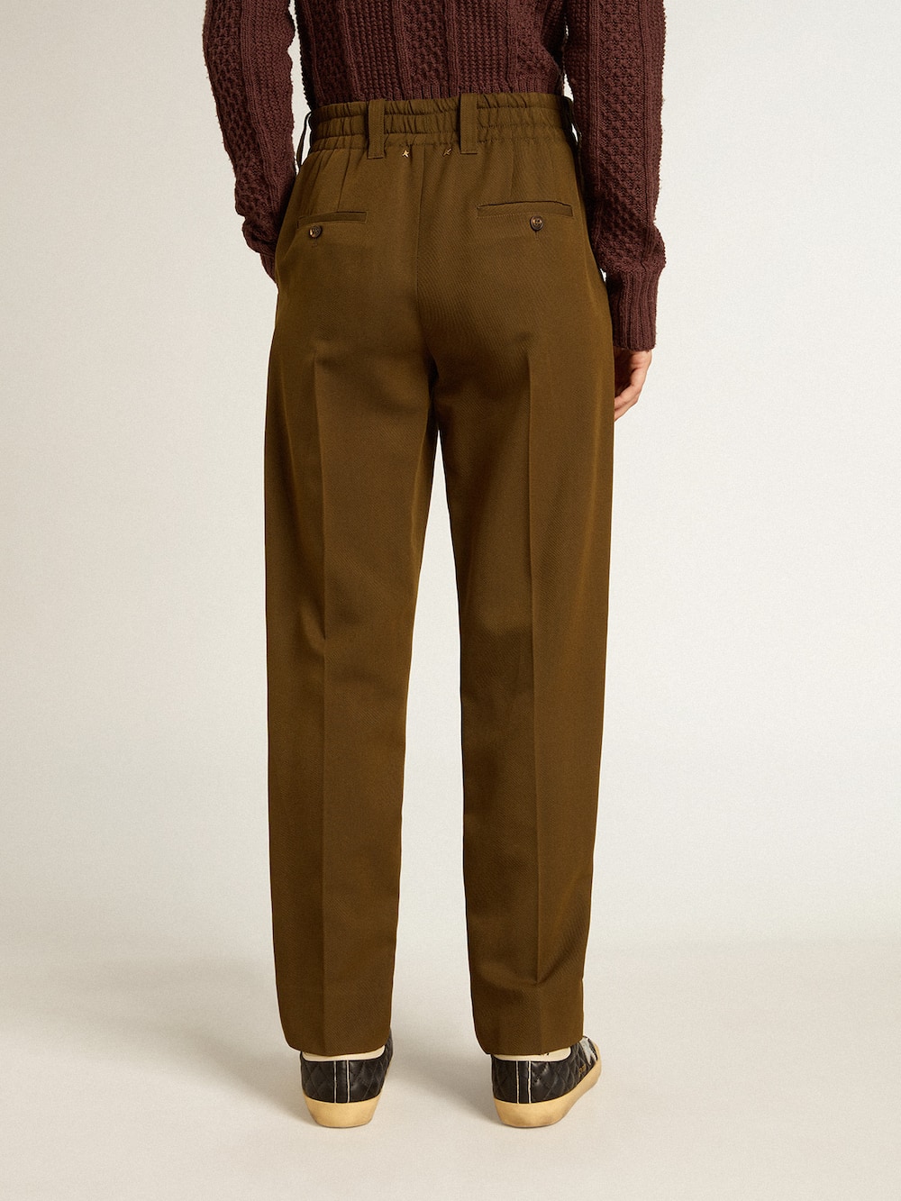 Golden Goose - Pantalone color faggio in misto lana e viscosa in 