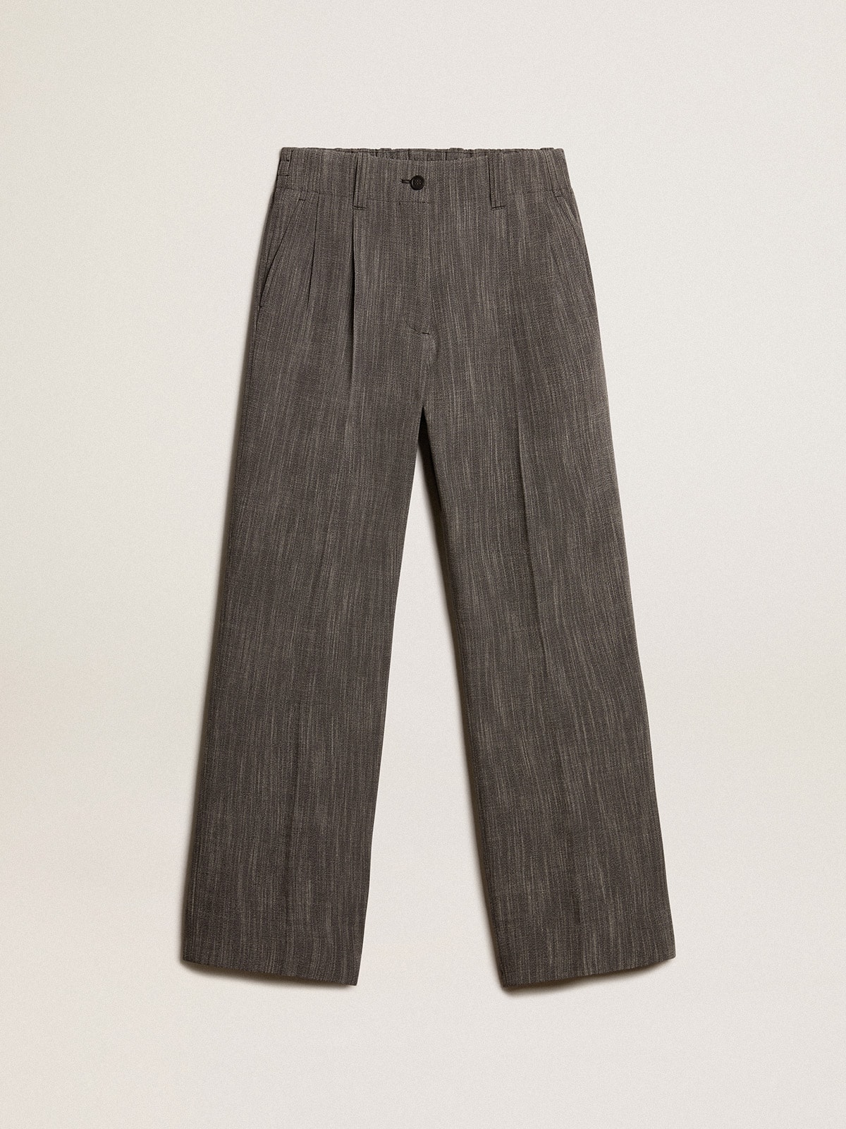 Golden Goose - Women’s high-waisted pants in gray melange wool blend in 