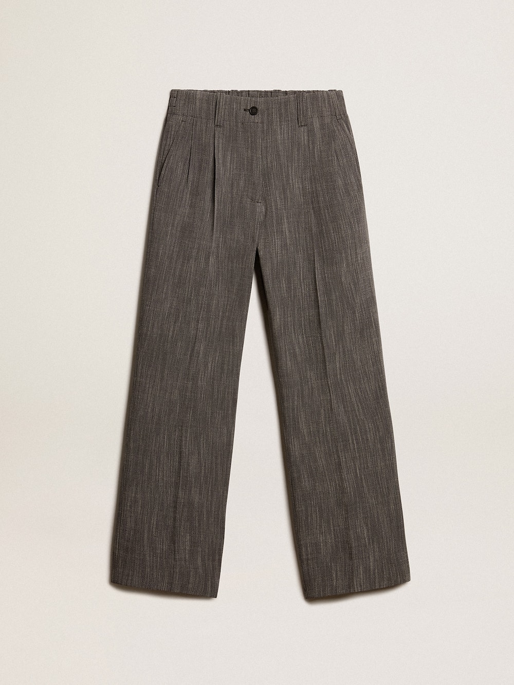 Golden Goose - Pantalón de talle alto de mujer en mezcla de lana jaspeada color gris in 
