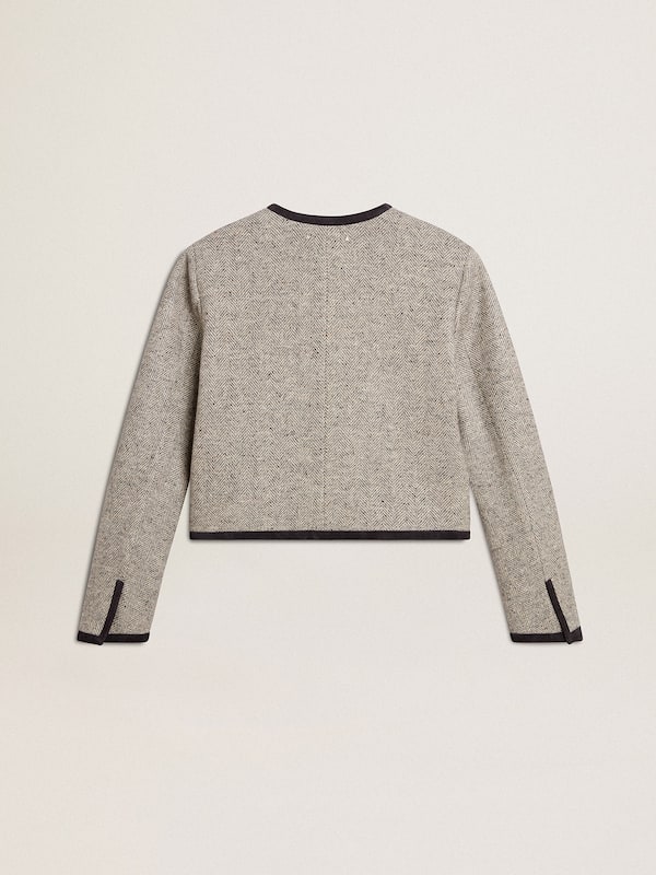Golden Goose - Women's grey wool and silk jacket with black suede trim in 