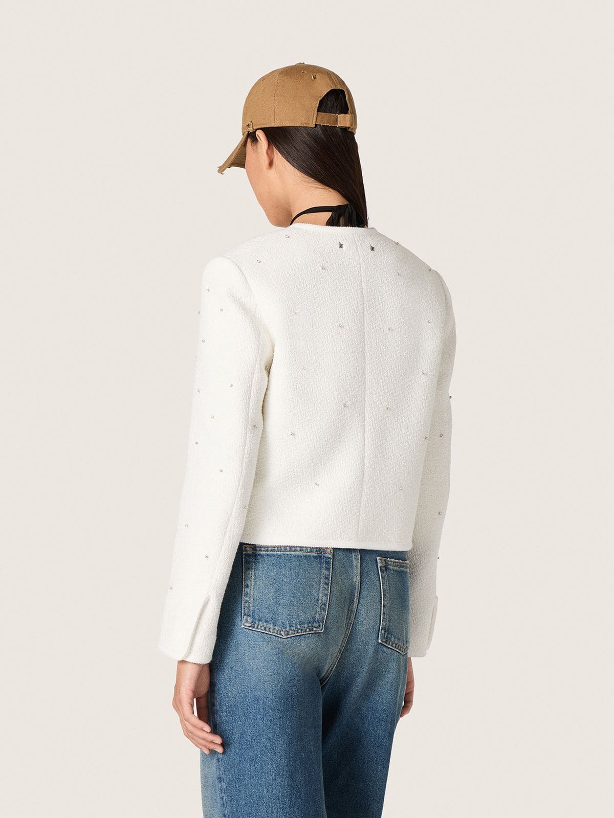 Golden Goose - Women’s boxy jacket in bouclé cotton with all-over beads in 