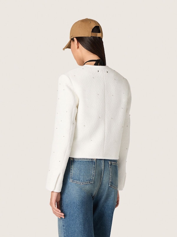 Golden Goose - Giacca boxy da donna in cotone boucl&eacute; con perline all over in 