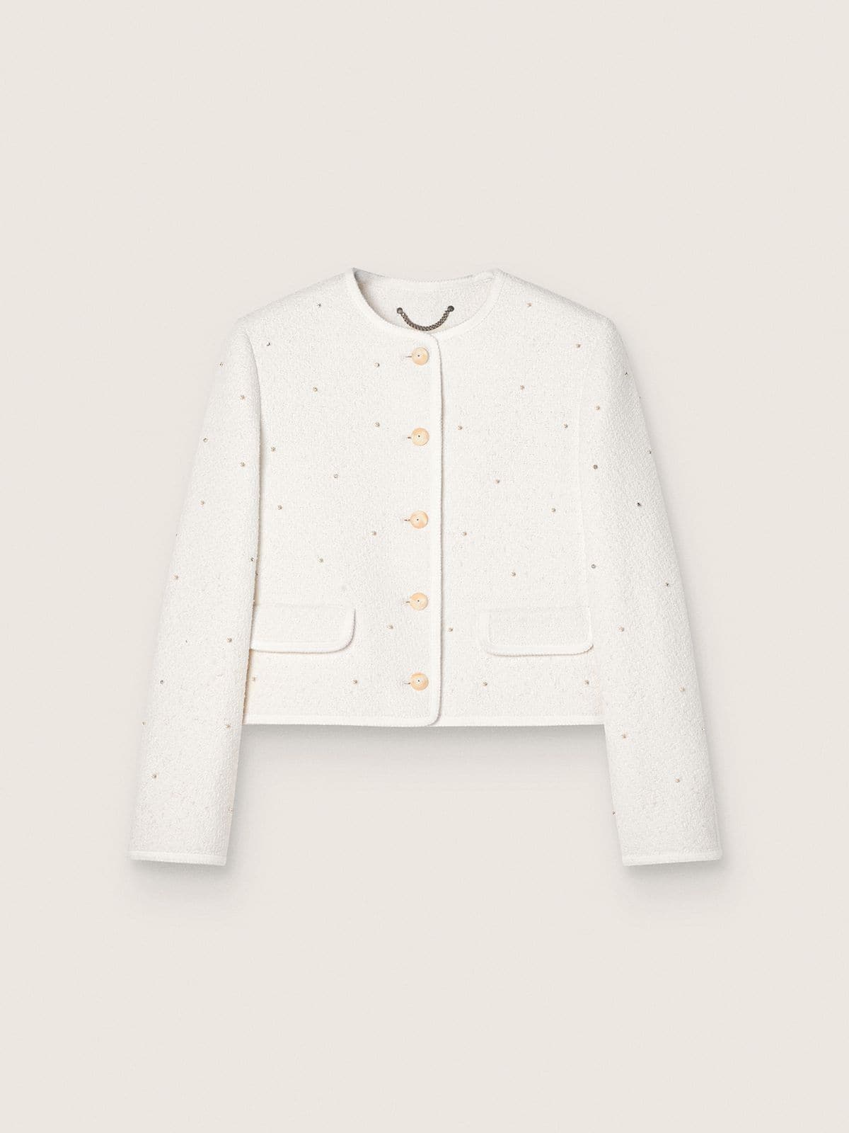 Golden Goose - Women’s boxy jacket in bouclé cotton with all-over beads in 