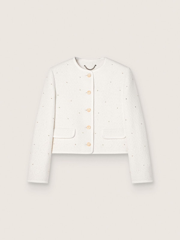 Golden Goose - Giacca boxy da donna in cotone boucl&eacute; con perline all over in 