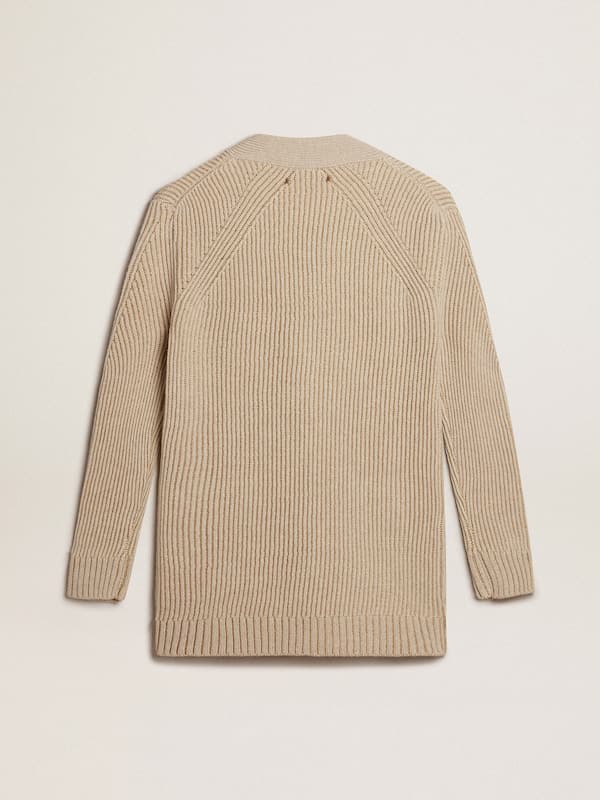 Golden Goose - Cardigan in misto lana con trama punto costa inglese in 