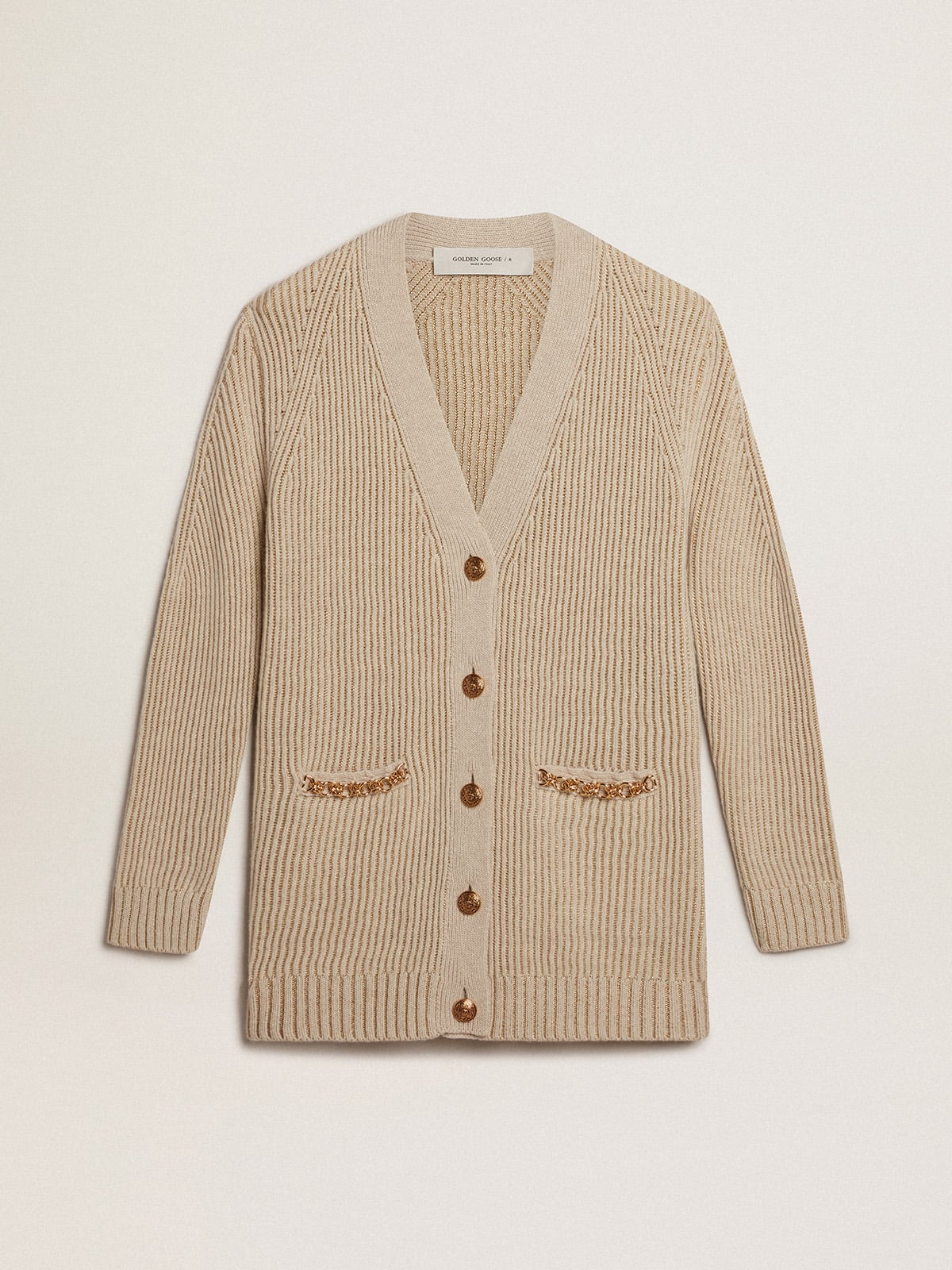 Golden Goose - Wool blend cardigan with fisherman’s rib knit in 