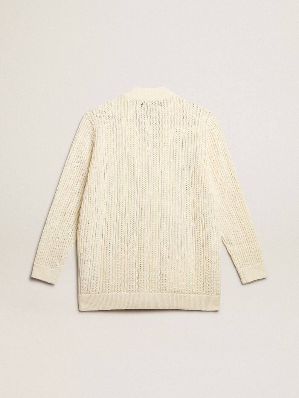 Golden Goose - Vintage white-colored openwork cotton cardigan in 