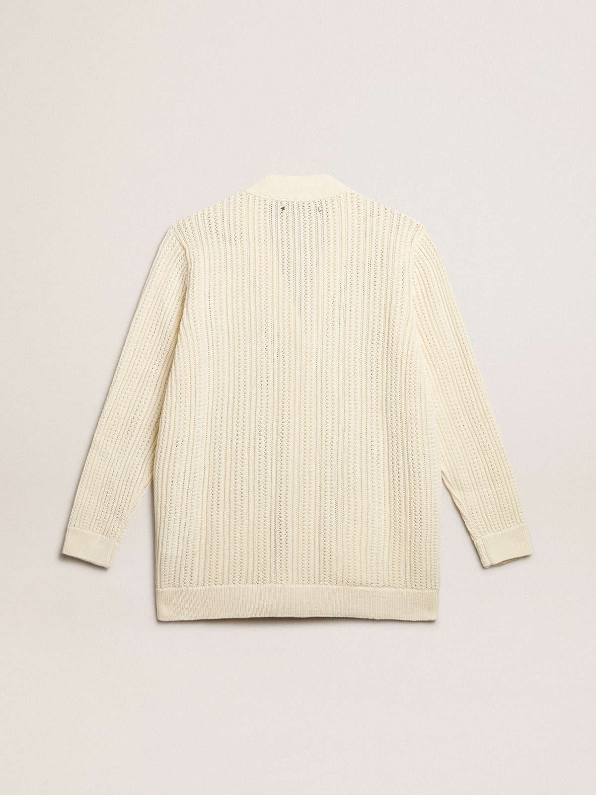 Golden Goose - Cardigan en coton ajouré blanc antique in 