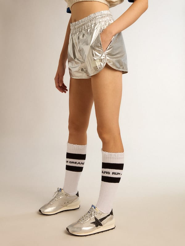 Golden Goose - Shorts deportivos de mujer en tejido plateado in 