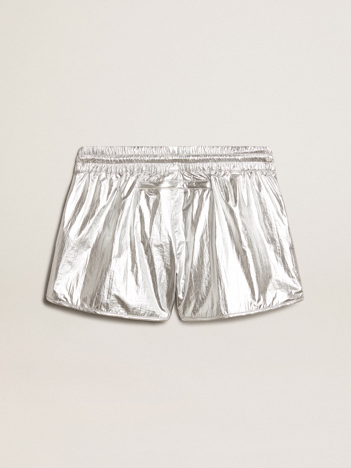 Golden Goose - Women’s running shorts in silver fabric in 